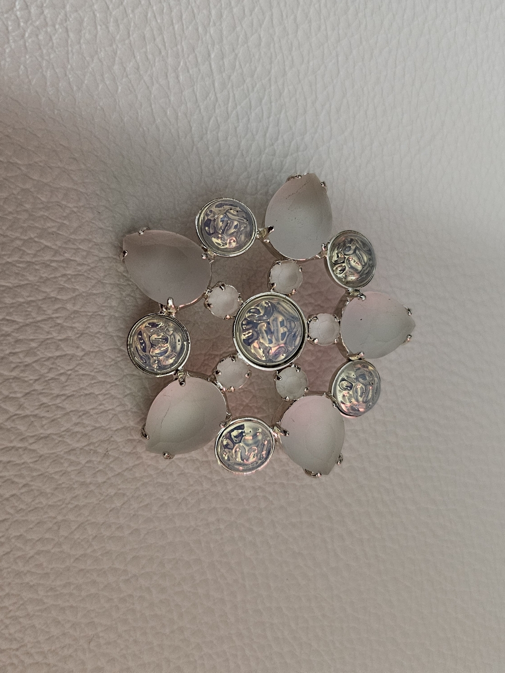 Iridescent White Floral Cluster Brooch Pin